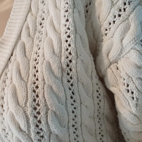 🔥🔥🔥Christie & Jill vintage cableknit V-neck cream cardigan M - Picture 5 of 14
